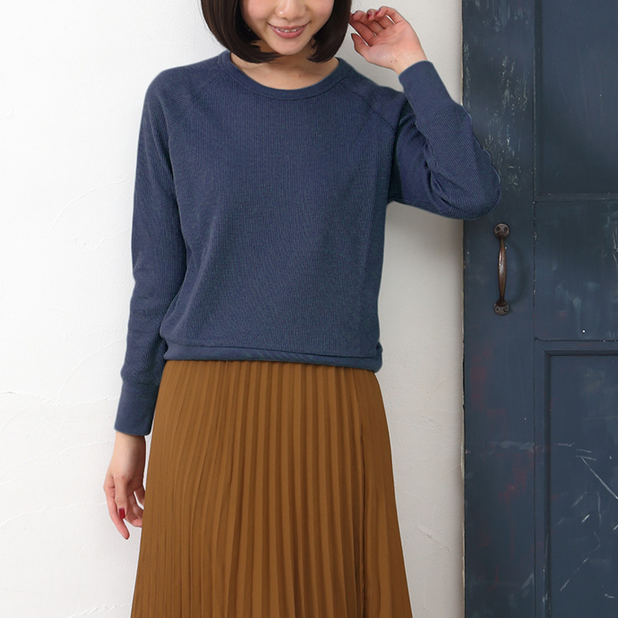 カットソー Tシャツ トップス レディース クルーネック Uネック 長袖 ワッフル ショート丈 無地 シンプル 通気性 (メ) 値下げ |  | 05