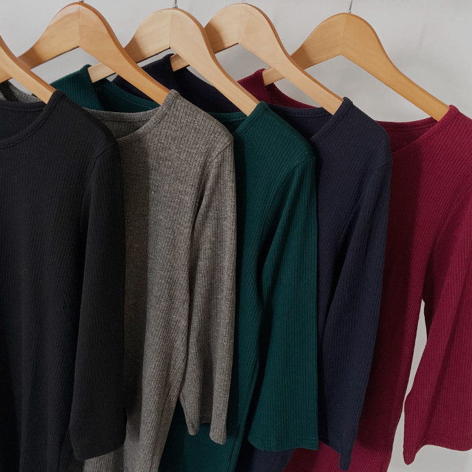 カットソー トップス 7分袖 七分袖 テレコ リブ Uネック 綿混 ストレッチ バック 飾り ボタン シンプル カジュアル オフィス ビジネス 送料無料 |  | 21