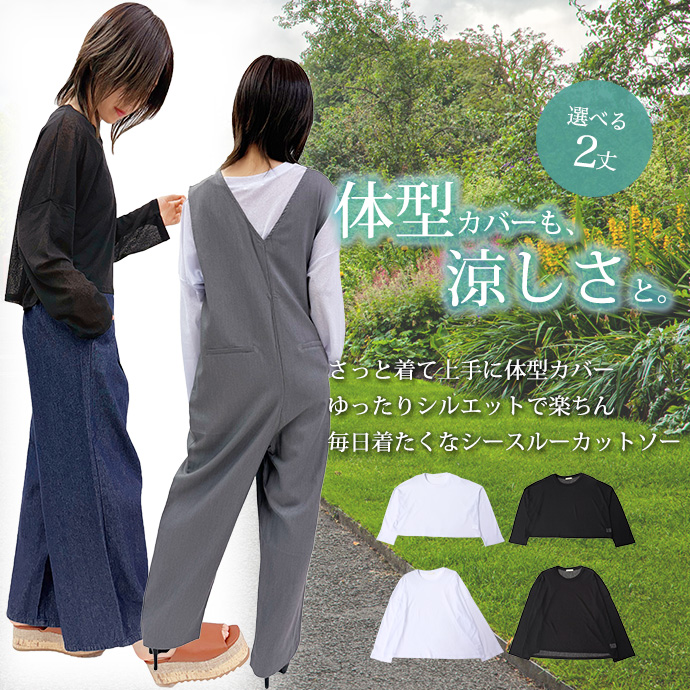 タイムセール カットソー Tシャツ ロンT シースルー シアーカットソー インナー 丸首 長袖 ショート丈 クロップド丈 レギュラー丈 ゆったり レディース 送料無料 |  | 06