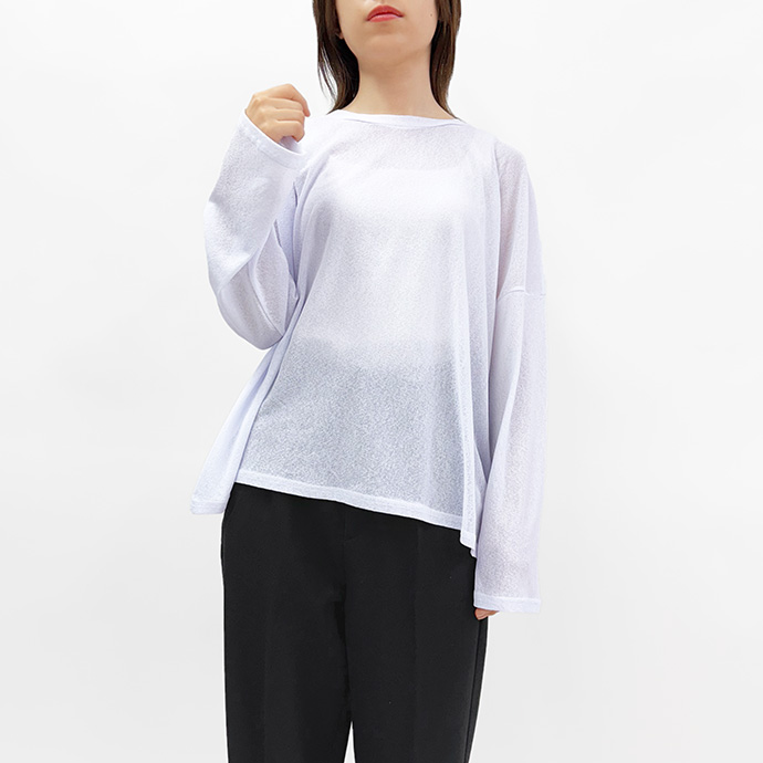 タイムセール カットソー Tシャツ ロンT シースルー シアーカットソー インナー 丸首 長袖 ショート丈 クロップド丈 レギュラー丈 ゆったり レディース 送料無料 |  | 03