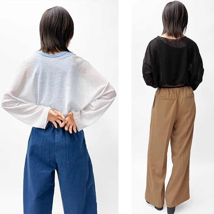 カットソー スラブカットソー シアー トップス Tシャツ レイヤード 透け感 長袖 クルーネック 冷房対策 紫外線対策 ゆったり レディース 送料無料 |  | 13