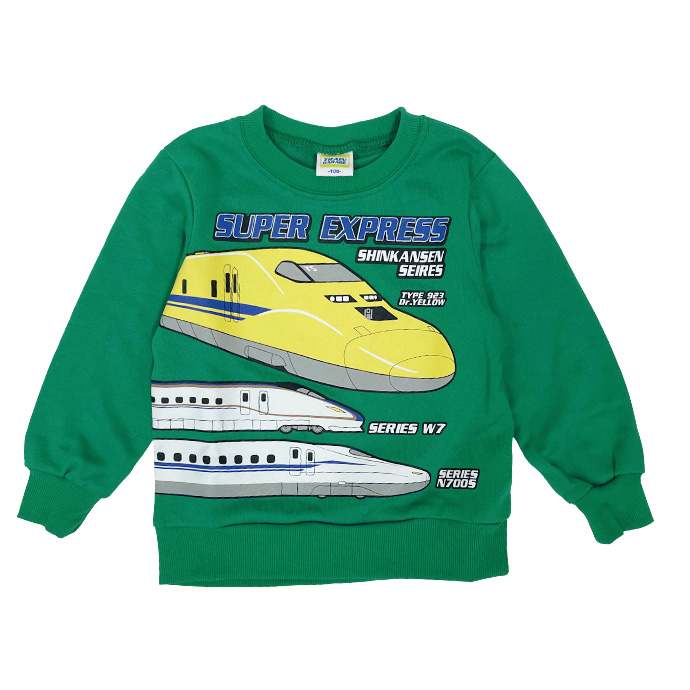 タイムセール 子供服 長袖 裏毛 トレーナー スウェット ロンT トップス プリント キッズ ジュニア 乗り物 電車 JR お揃い 男の子 保育園 幼稚園 送料無料 |  | 04