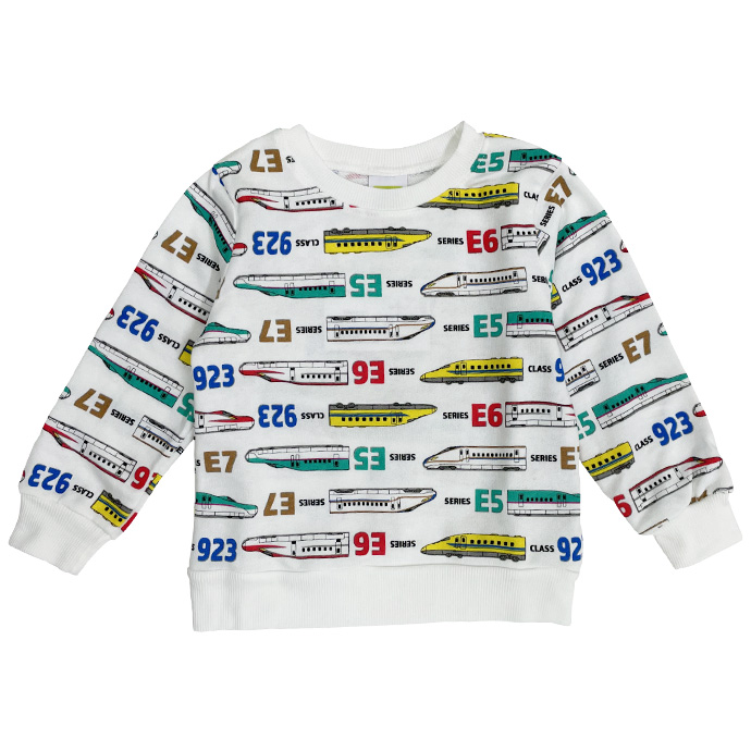 タイムセール 子供服 長袖 裏毛 トレーナー スウェット ロンT トップス プリント キッズ ジュニア 乗り物 電車 JR お揃い 男の子 保育園 幼稚園 送料無料 |  | 05