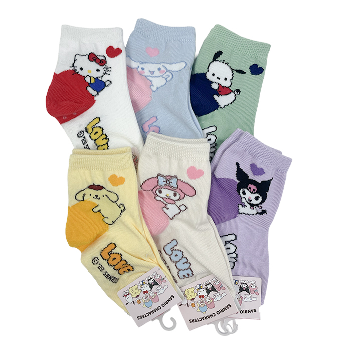 靴下 ソックス 子供用 キッズ セット サンリオ マイメロ クロミ ハローキティー ポチャッコ ポムポムプリン シナモロール 滑り止め まとめ買い 送料無料 | sanrio | 01