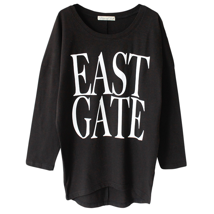 11247【美品・正規品確認済み】オフホワイト☆バックプリント黒ロングtシャツ 豊天商店（ブーデンショウテン） おもしろtシャツ ロンT 和柄 開運