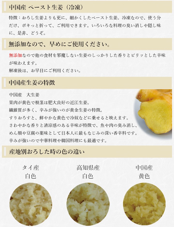 ペースト生姜（冷凍）