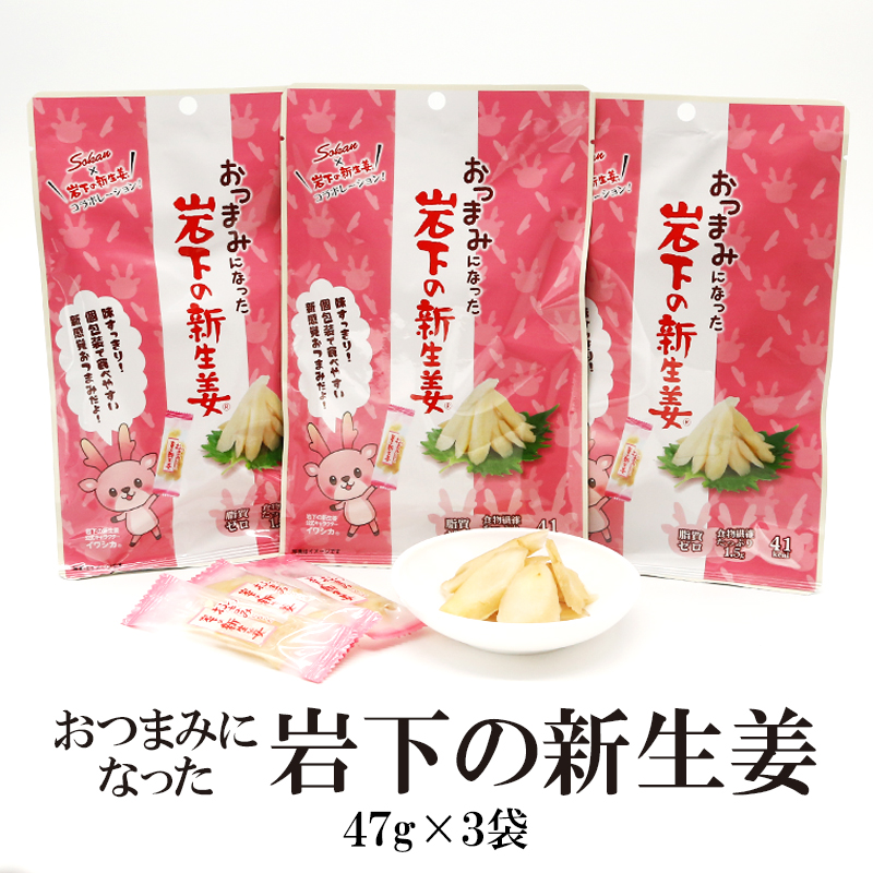 岩下の新生姜 47g×3袋 送料無料 新しょうが 新生姜 個包装 個袋