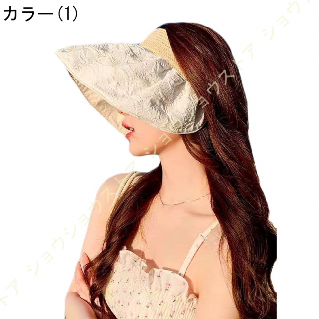 UVカット帽子 スカラハット紫外線カット アレディースハット テープ調節 日焼け防止レディースハUV...