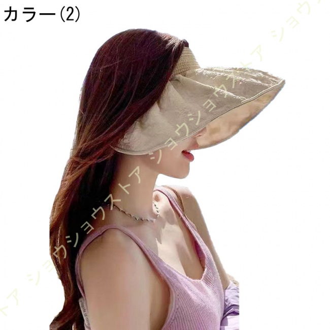 UVカット帽子 スカラハット紫外線カット アレディースハット テープ調節 日焼け防止レディースハUV...
