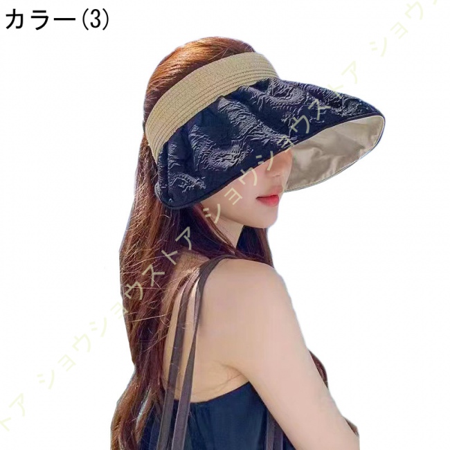 UVカット帽子 スカラハット紫外線カット アレディースハット テープ調節 日焼け防止レディースハUV...