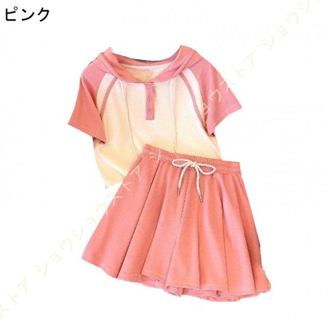 ガールズ セットアップ 子供服 女の子 ジャージ 上下セット 半袖Tシャツ スカート 2点セット キ...
