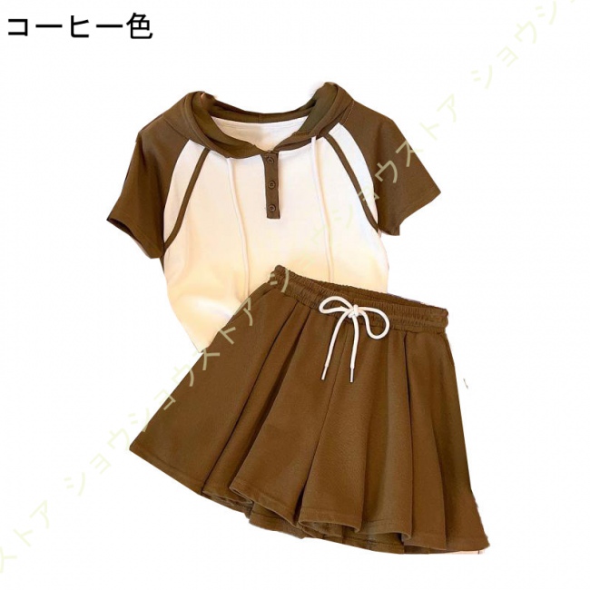 ガールズ セットアップ 子供服 女の子 ジャージ 上下セット 半袖Tシャツ スカート 2点セット キ...