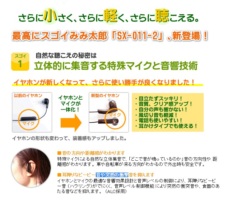 イヤホン型集音器 NEWみみ太郎(SX-011-2) 両耳用+レビューで選べる