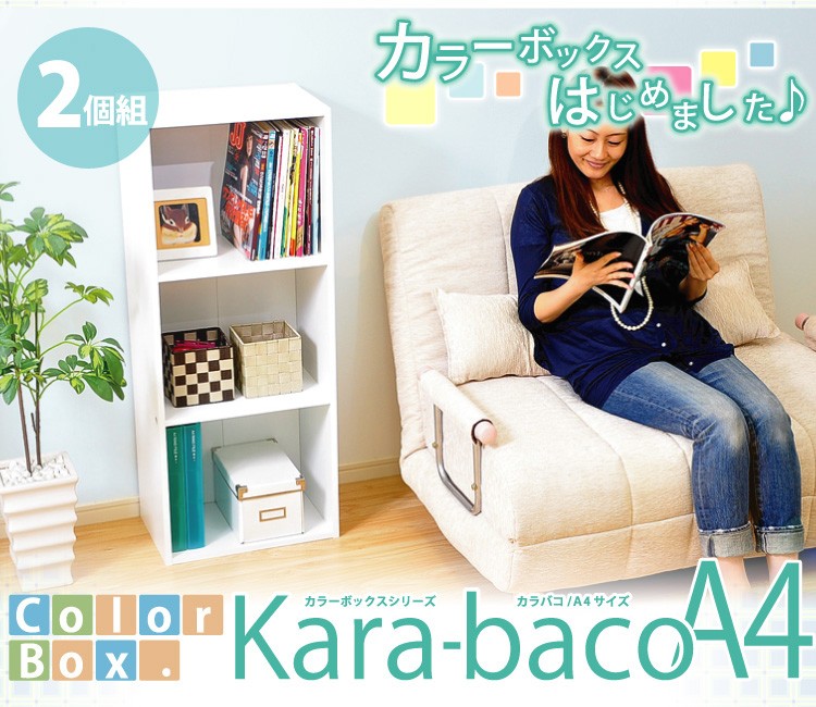 カラーボックスシリーズ【kara-bacoA4】3段A4サイズ　2個セット