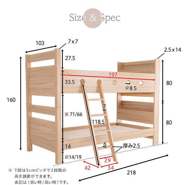 二段ベッド宮付き 木目調３ＤシートCOCCO-コッコ- : ht-0620 : DIY