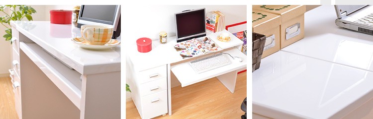 《鏡面仕上げ》ハイタイプPCデスク【NOCHE】ノーチェ（2点セット）