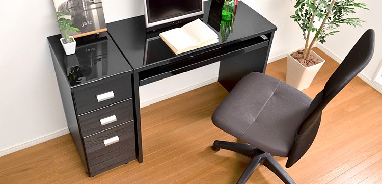 《鏡面仕上げ》ハイタイプPCデスク【NOCHE】ノーチェ（2点セット）