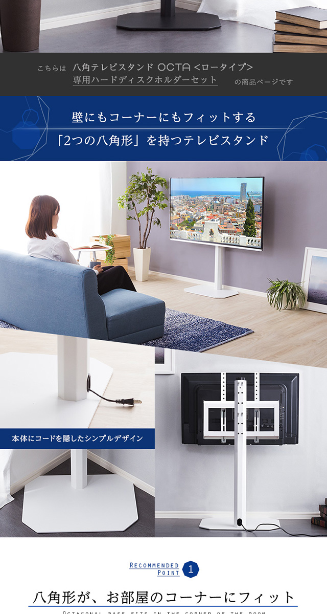 八角テレビスタンド+専用ハードディスクホルダーセット : otg-set