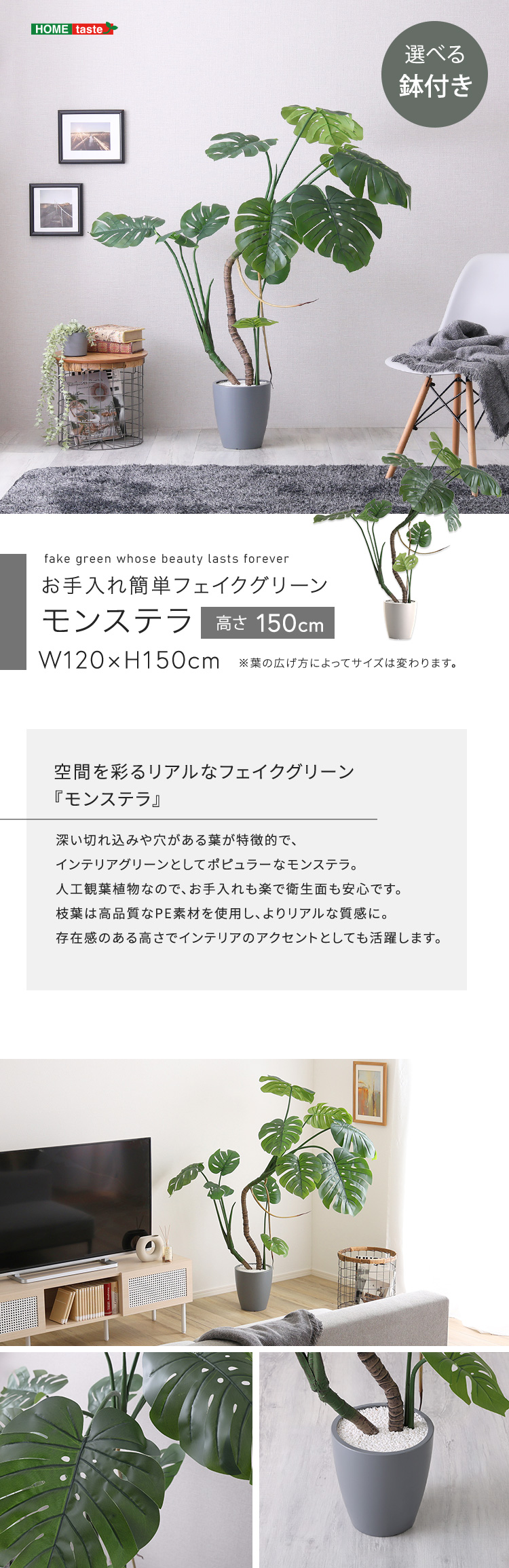 フェイクグリーン 人工観葉植物 観葉植物 鉢付 モンステラ Mサイズ