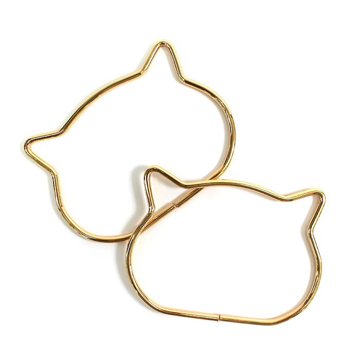 ねこ持ち手 2個入｜編み物 あみもの バッグ用 CAT 猫 ネコ ゴールド