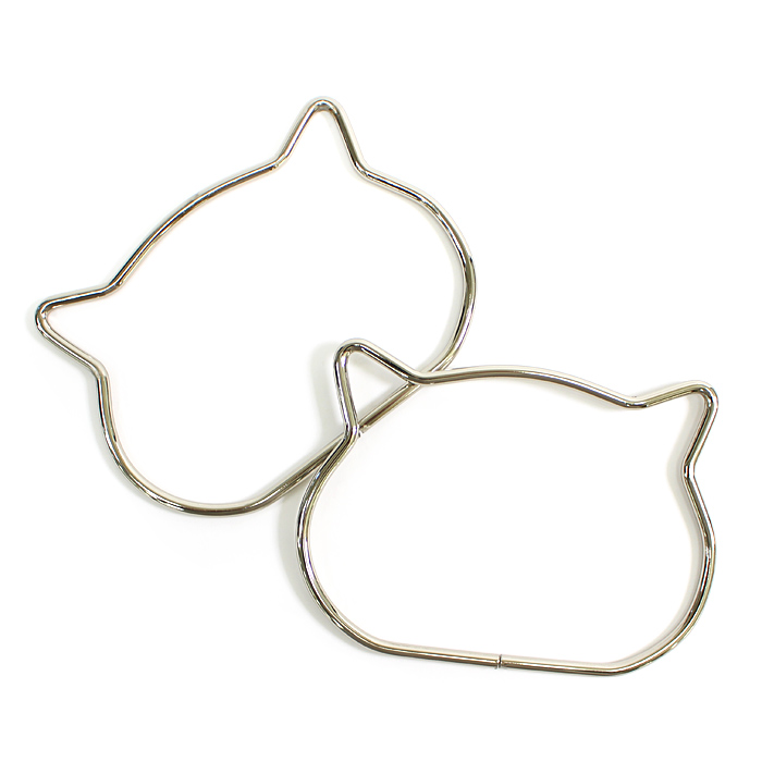 ねこ持ち手 2個入｜編み物 あみもの バッグ用 CAT 猫 ネコ ゴールド