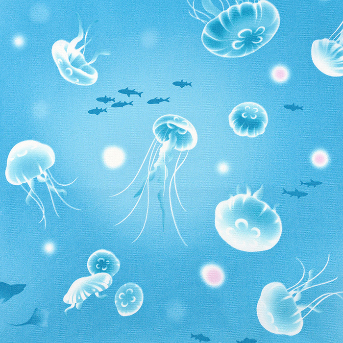 クラゲ柄 オックス 50cm カットクロス | 生地 布 布地 はぎれ カット布