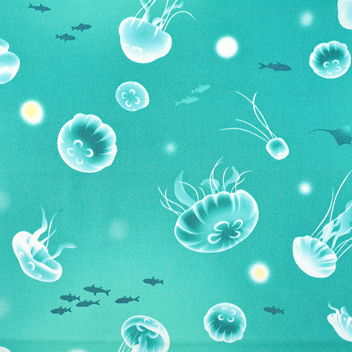 クラゲ柄 オックス 50cm カットクロス | 生地 布 布地 はぎれ カット布