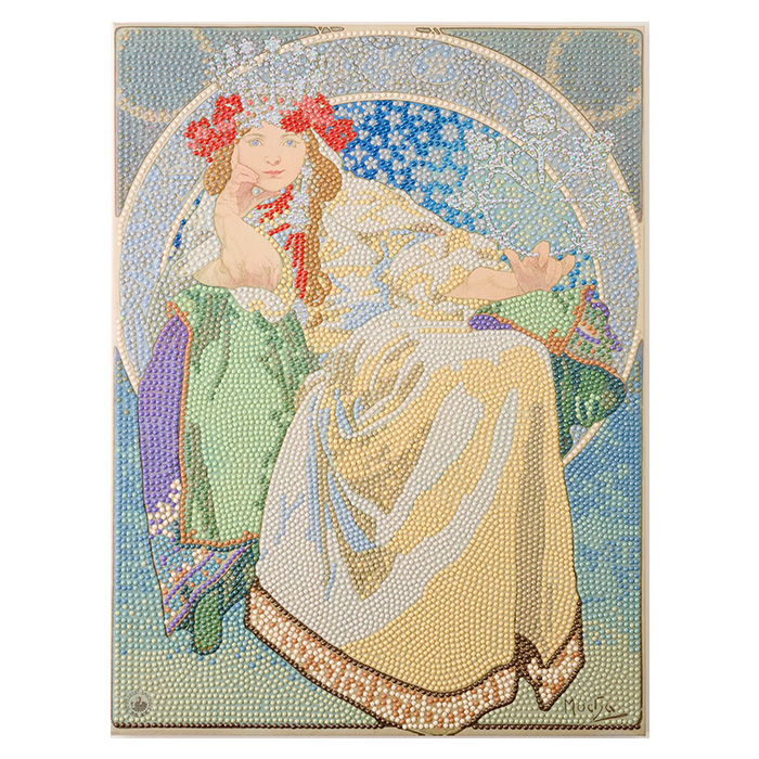 1点物⭕️お安く!◎Custom Vintage Fabric◎AR 9.75 ダイヤモンドフィックス MUCHA 30×40cm | ビーズキャンバス 貼り付け