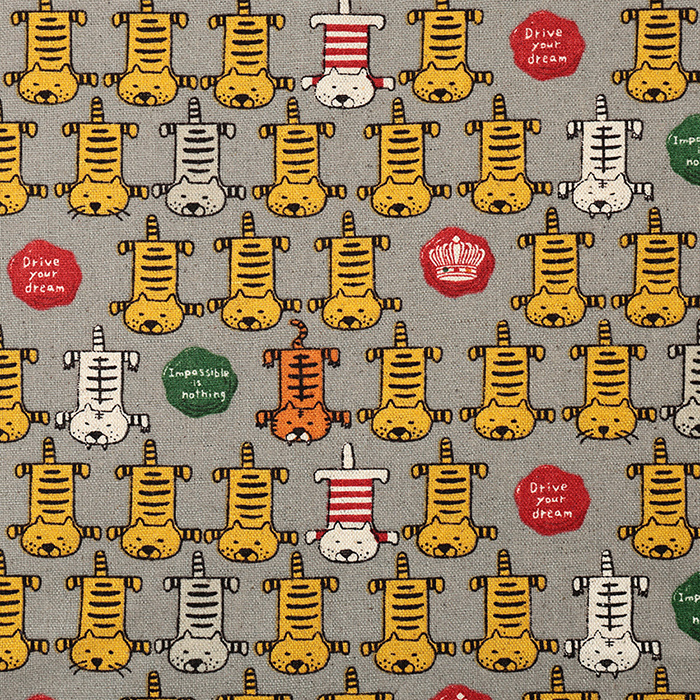 トラ猫 綿麻キャンバス 50cm単位｜切売り 切り売り 生地 布 布地