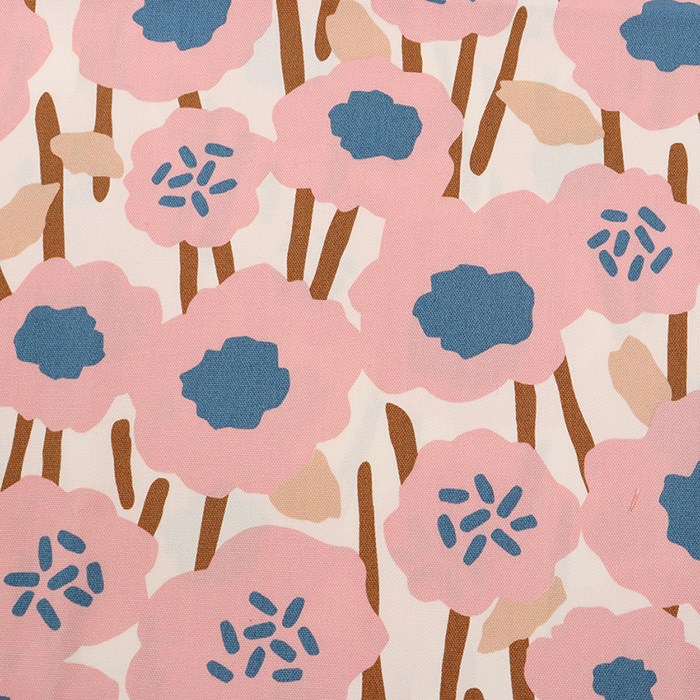 カラフルな花模様の生地 リップル生地 ぷっくり花柄 はな 花 丸っこい花 かわいい 綿100％ 布