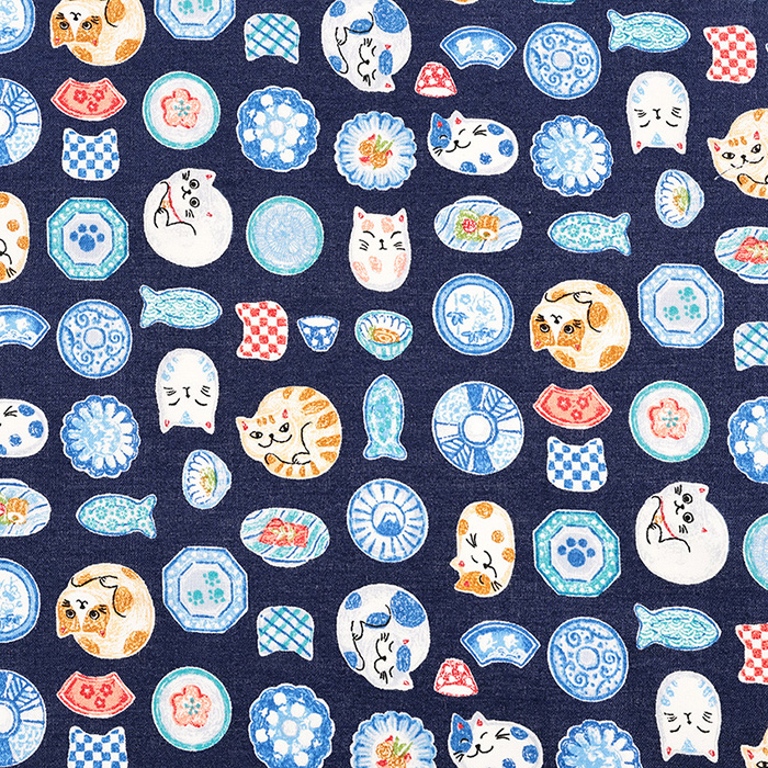 にゃんこだ和 1 スケア 50cm単位｜切売り 切り売り 生地 布 布地  