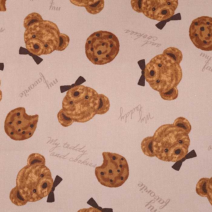 売り切りSALE❤ハンドメイド　テディベアボアケット　ブランケット　毛布　布団 My teddy&cookies オックス 50cm単位 | 切売り 切り売り 生地 布