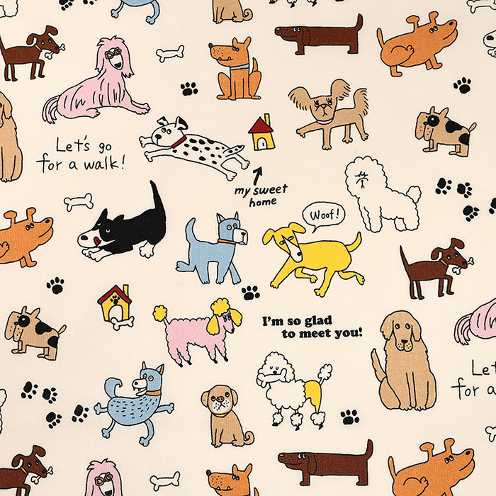 un/no KUSUTTO DOG柄 シーチング 50cm単位 | 切売り 切り売り 生地 布