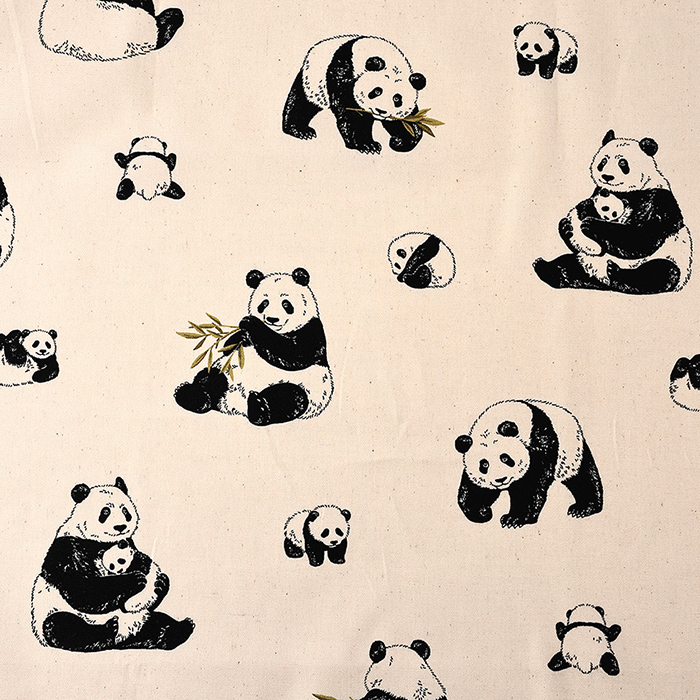 ぎっしりパンダ柄【オーダー生地見本】 こっちむいてPANDA ブロード 50cm単位 | 切売り 切り売り 生地 布 布地