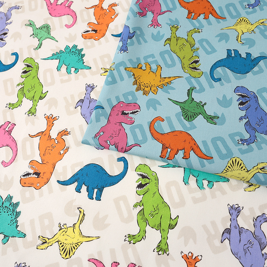 カラフル恐竜 オックスキルト 50cm単位 | 切売り 切り売り 生地 布