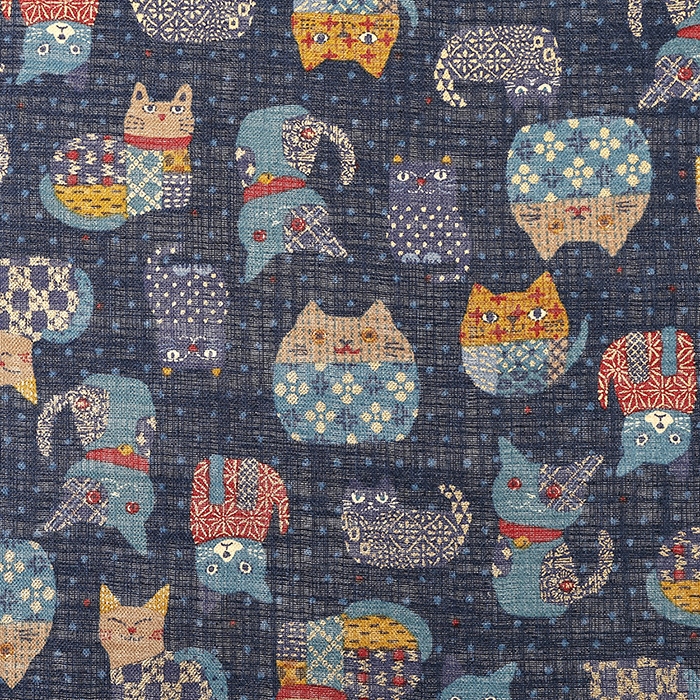 昔ぐらし 金猫絣 ムラ糸クロス 50cm単位 | 切売り 切り売り 生地 布