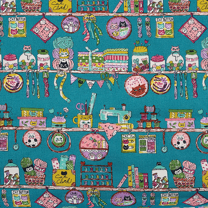 生地 布 にゃんともかわいいSEWING 猫の手芸屋さん シーチング 50cm