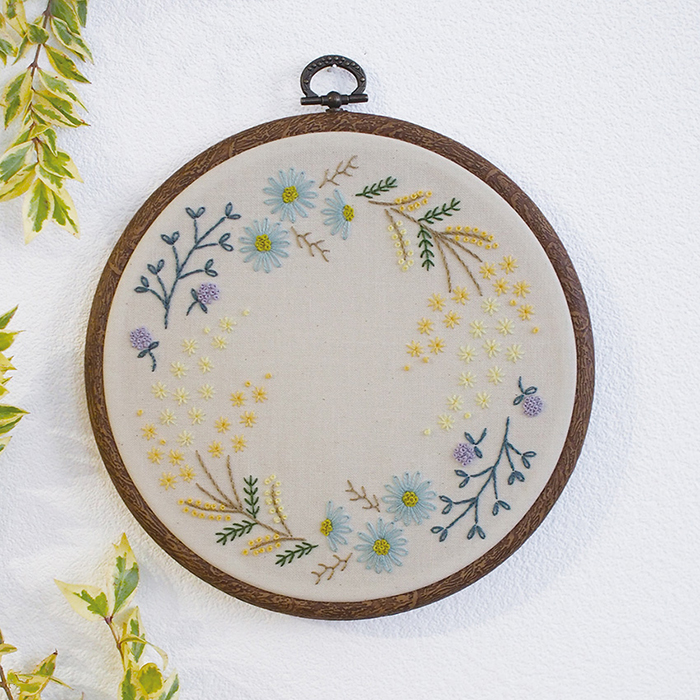 オリムパス フランス刺しゅう ボタニカルのリース フープ付 | 刺繍キット 刺繍 刺しゅう 花 Olympus ミモザ チューリップ アネモネ コットン |  | 01