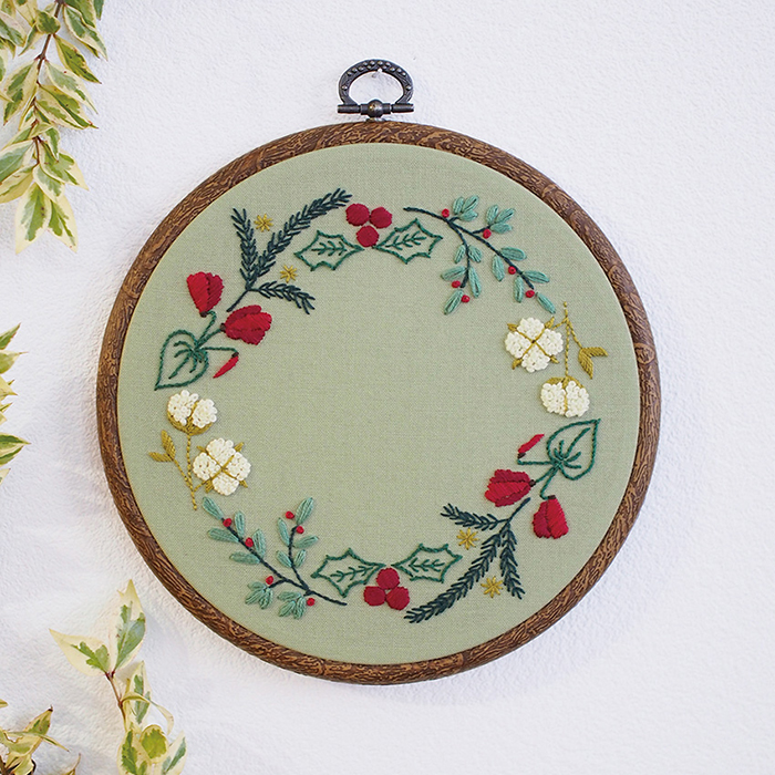 オリムパス フランス刺しゅう ボタニカルのリース フープ付 | 刺繍キット 刺繍 刺しゅう 花 Olympus ミモザ チューリップ アネモネ コットン |  | 04