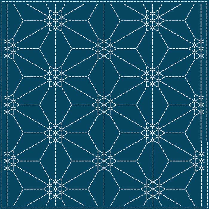 オリムパス 刺繍 刺し子 和 花ふきん 布パック 藍 六角花文 峰の上重ね