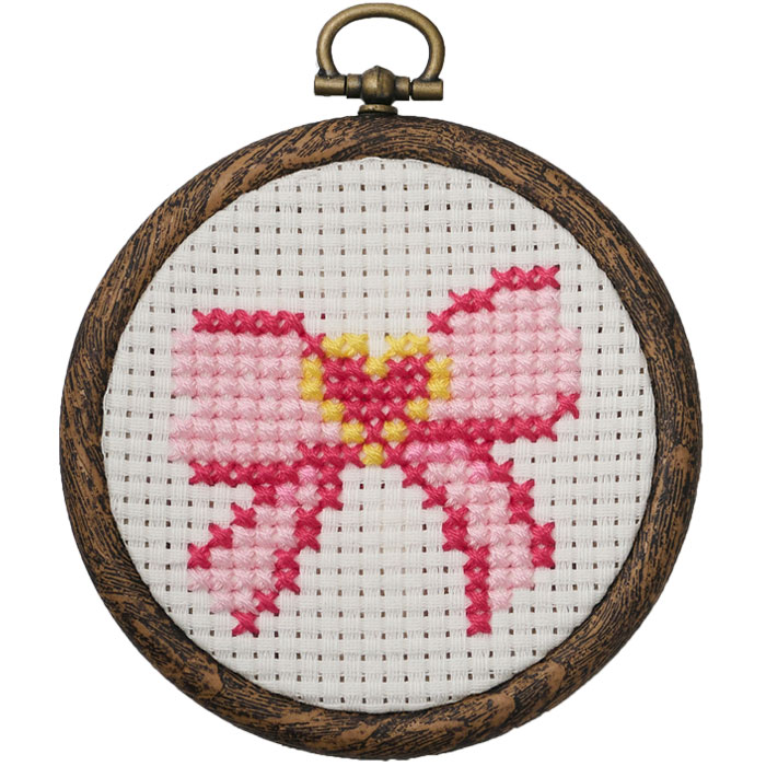 COSMO クロスステッチ まんまるフレーム | 刺繍キット 月 蝶 リボン クリームソーダ さくらんぼ ペンギン |  | 03