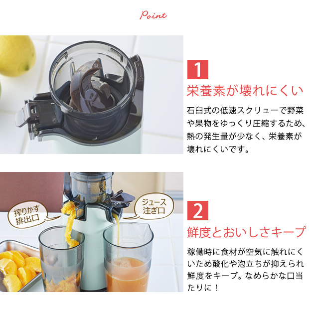 Toffy トフィー ミニスロージューサー ミキサー 低速ジューサー