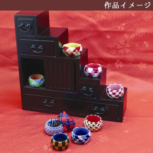 クラフト 和調手芸 加賀ゆびぬきキット 二色の矢羽根模様 青・白