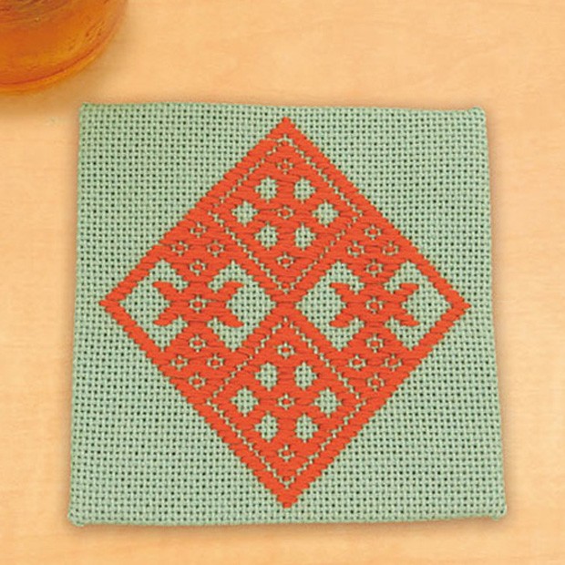 Olympus 刺繍 こぎんキット コースター（ソフトグリーン） 秋