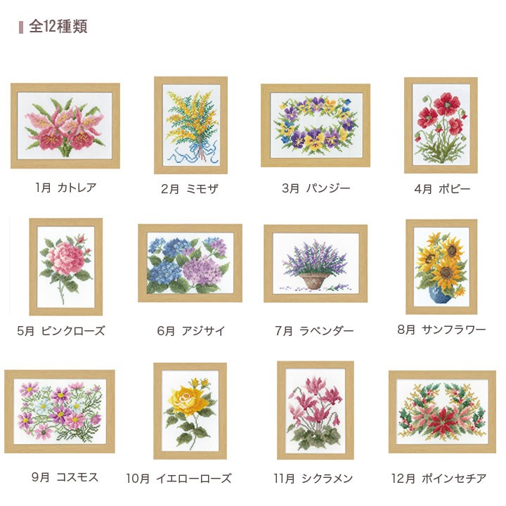 刺繍 12ヶ月の花フレーム マリー・カトリーヌコレクション 8月 サン
