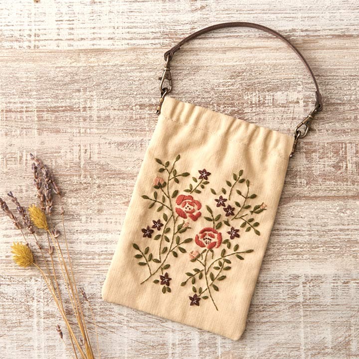 専用　親子がま口ポーチ　フランスアンティークレース　薔薇手刺繍　　ハンドメイド♪ 刺繍 COSMO ボタニカル刺しゅう No.92904 ローズのばねぐち