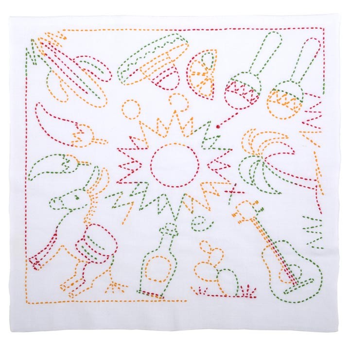刺繍 刺し子キット 花ふきん SASHIKO WORLD Mxico アミーゴ