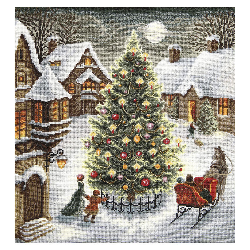 輸入刺繍 クロスステッチキット Charivna Christmas tree of wishes 希望のクリスマスツリー｜M-401  クリスマスツリー 馬車 子供