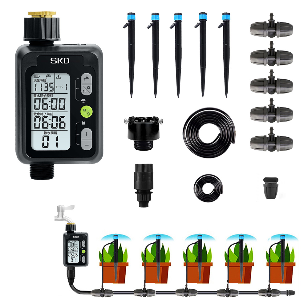 散水タイマー 9パターン版 スターターキット 大型パネル 英語表示 自動