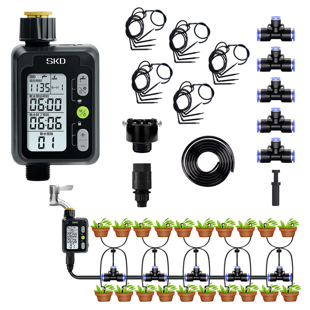 散水タイマー 9パターン版 クイック式 スターターキット 日本語表示  自動散水 ガーデニング 鉢植え スプリンクラー 噴水 点滴 自動水やり器 自動水やり機 |  | 03